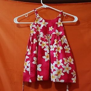 Red Hawaiian hibiscus scrunch dress